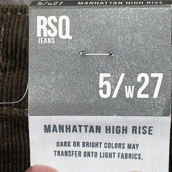 NWT RSQ Manhattan High Rise Button Fly Skinny Corduroys.  Size 5/27.  Brown - Picture 2 of 11